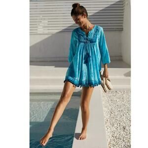 New Anthropologie Ro's Garden Seychelles Tunic Dress $165 X-SMALL Blue